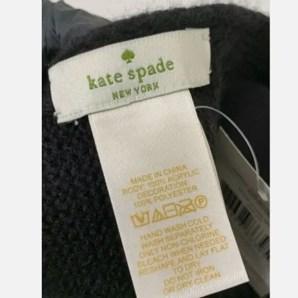 Kate Spade Black Cream Grosgrain Bows Muffler Scarf NWT - Picture 4 of 4